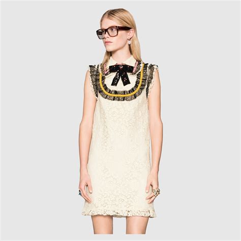 gucci embroidered cluny lace dress